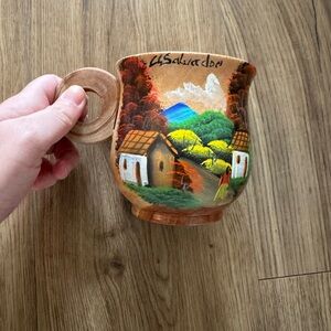 Hand-Painted El Salvador Wooden Mug